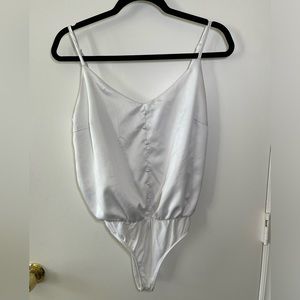 Mi Ami Satin Bodysuit in White